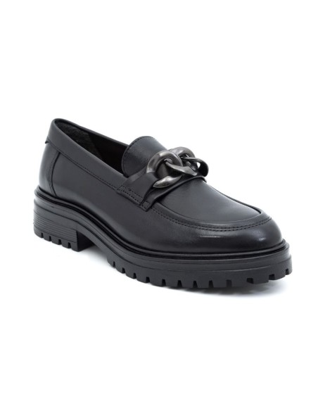 Black leather women's moccasins