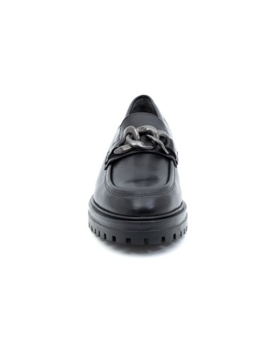 Black leather women's moccasins