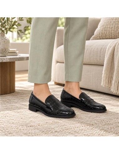 Black leather women's moccasins