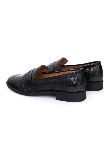 Black leather women's mocassins