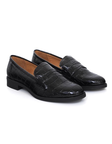 Black leather women's moccasins