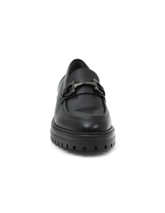 Black leather women's mocassins 2