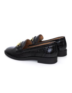 Black leather women's mocassins 2