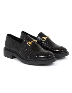 Black leather women's mocassins