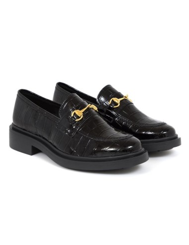 Black leather women's moccasins