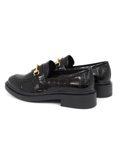 Black leather women's moccasins 2