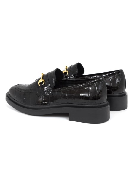Black leather women's mocassins
