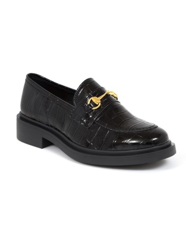 Black leather women's moccasins