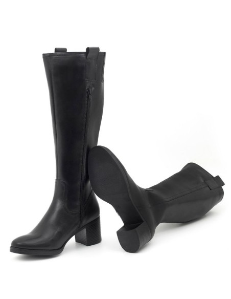 Black leather Women's high boots