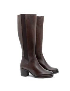 Botas de mujer de piel liso color marrón