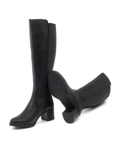 Black leather Women's high boots