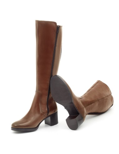 Botas de mujer de piel difuminado color cuero