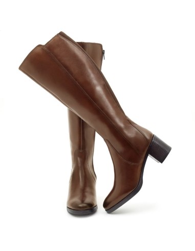 Botas de mujer de piel difuminado color cuero