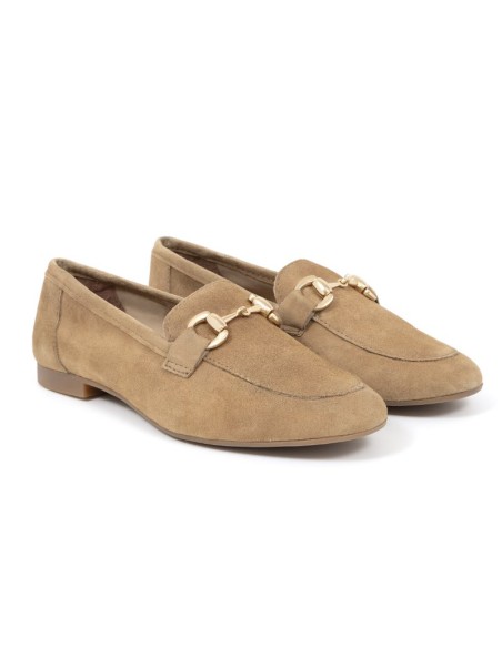 Light Brown suede women's moccasins