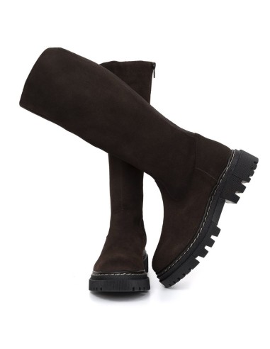 Botas de mujer de ante afelpado color marrón