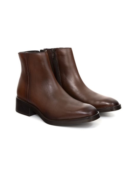 Brown leather women's boots