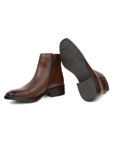 Brown leather women's boots