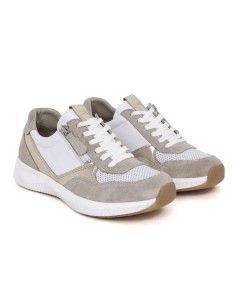 Deportivo de mujer de ante con cremallera color blanco