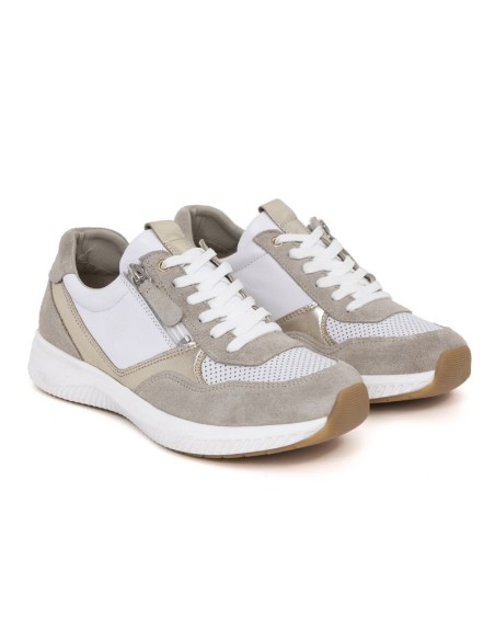 Deportivo de mujer de ante con cremallera color blanco