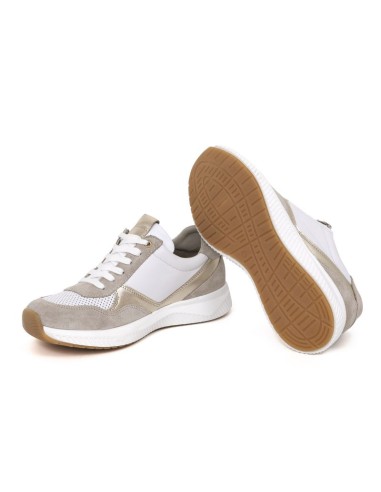 Deportivo de mujer de ante con cremallera color blanco