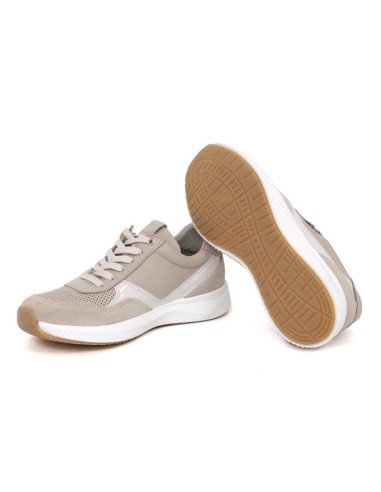 Deportivo de mujer de ante con cremallera color beige
