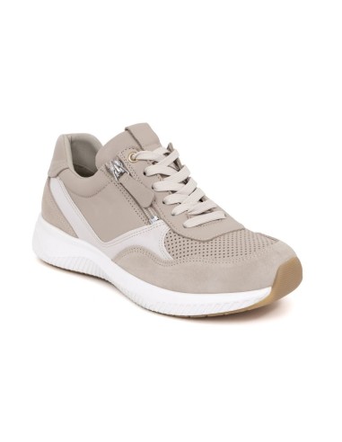 Deportivo de mujer de ante con cremallera color beige