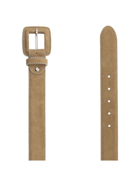 Beige leather women's belt