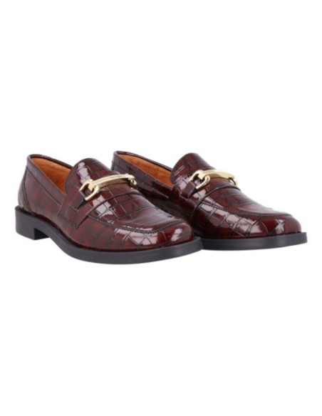 Burgundy leather women's moccasins