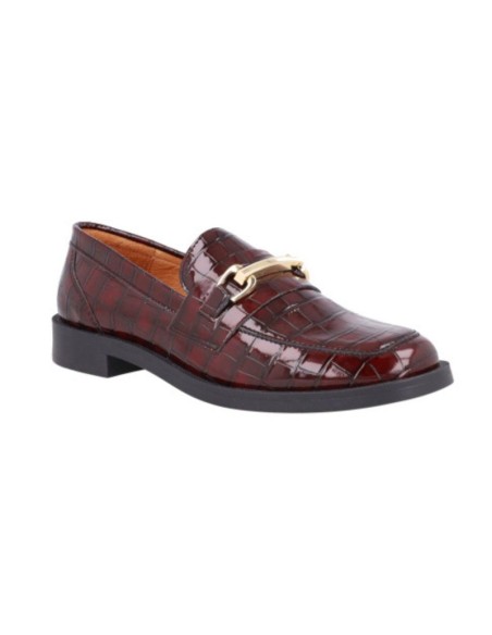 Burgundy leather women's moccasins