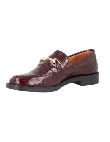 Burgundy leather women's moccasins