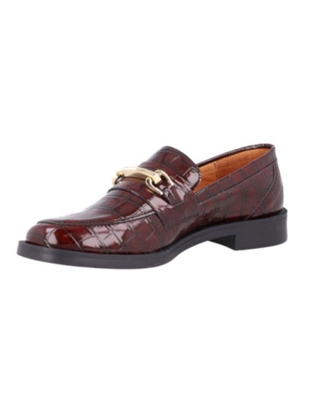Burgundy leather women's moccasins