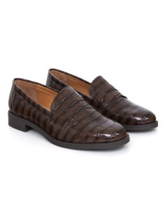 Brown leather women's mocassins