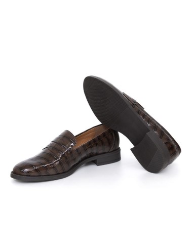 femmes mocassins de peau marron W-CRAVI-BROWN