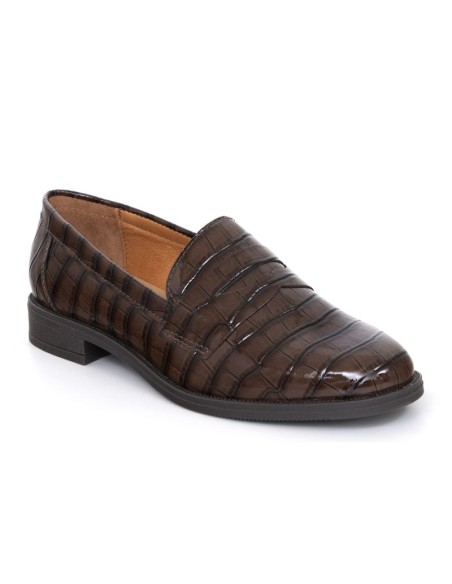 Brown leather women's mocassins