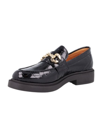 Black leather women's moccasins