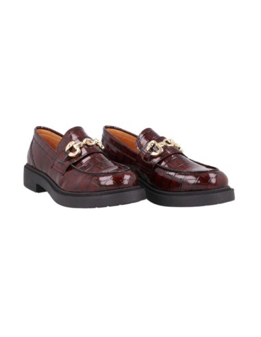 Burgundy leather women's moccasins