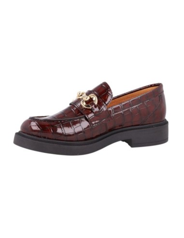 Burgundy leather women's mocassins