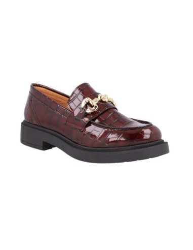 Burgundy leather women's moccasins