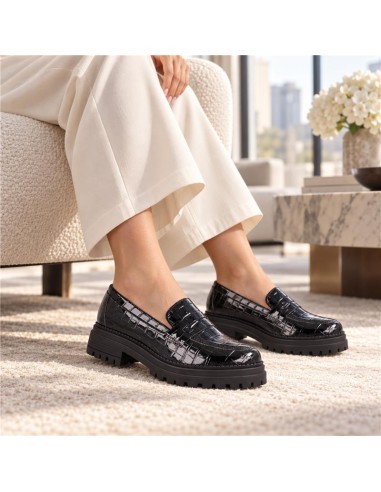 Black leather women's moccasins