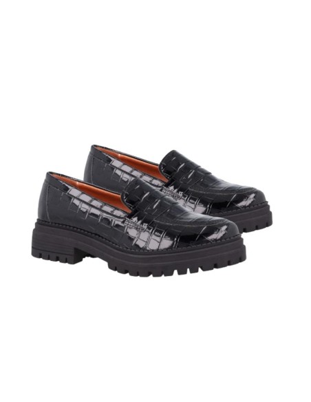 Black leather women's moccasins