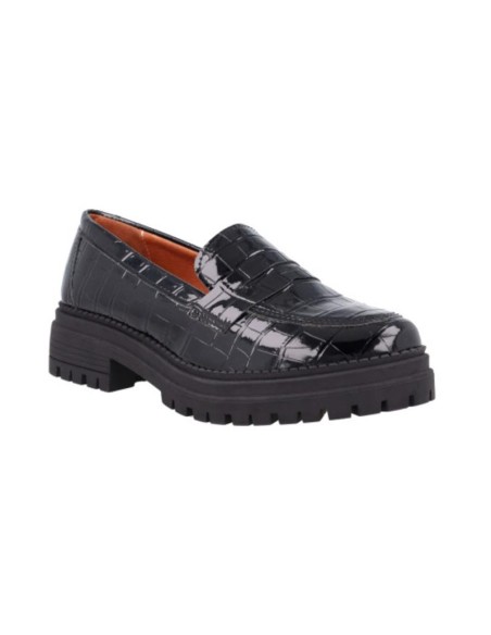 Black leather women's moccasins
