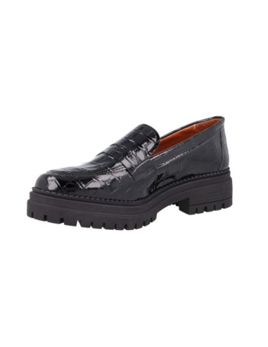 Black leather women's moccasins