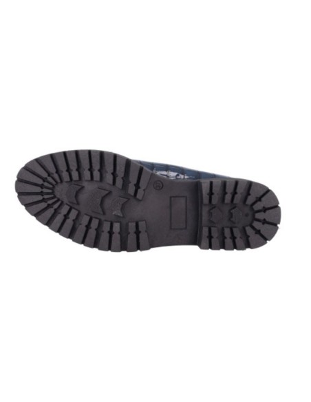 Blue leather women's moccasins