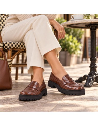 Brown leather women's moccasins