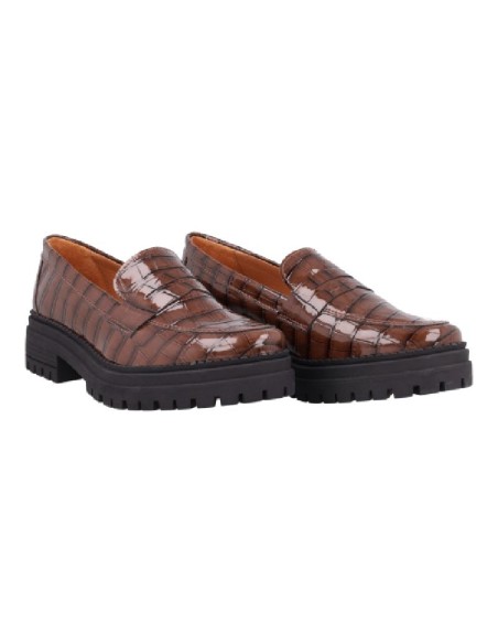 femmes mocassins de peau marron W-CROSO-BROWN