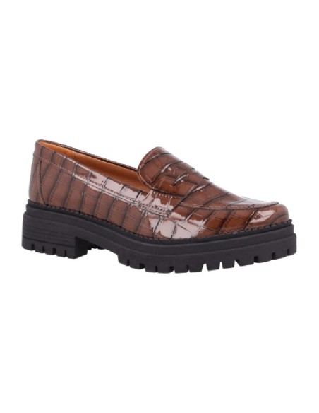 Brown leather women's mocassins