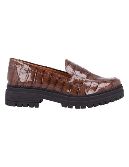 Brown leather women's mocassins