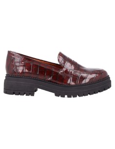 Burgundy leather women's mocassins 2