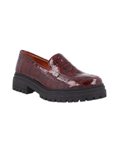 Burgundy leather women's moccasins