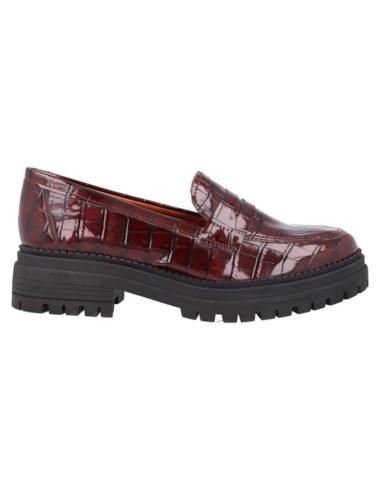 Burgundy leather women's moccasins